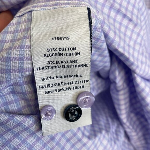 NEW Duchamp Men's 18 XXL Purple Checkered Dress Shirt Cotton Stretch Long Sleeve - Picture 6 of 7